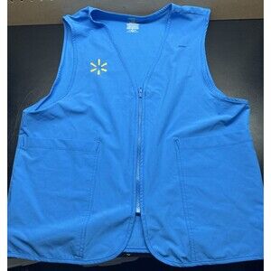 Walmart Employee Vest Adult Med. Blue Full Zip Sleeveless Associate Uniform